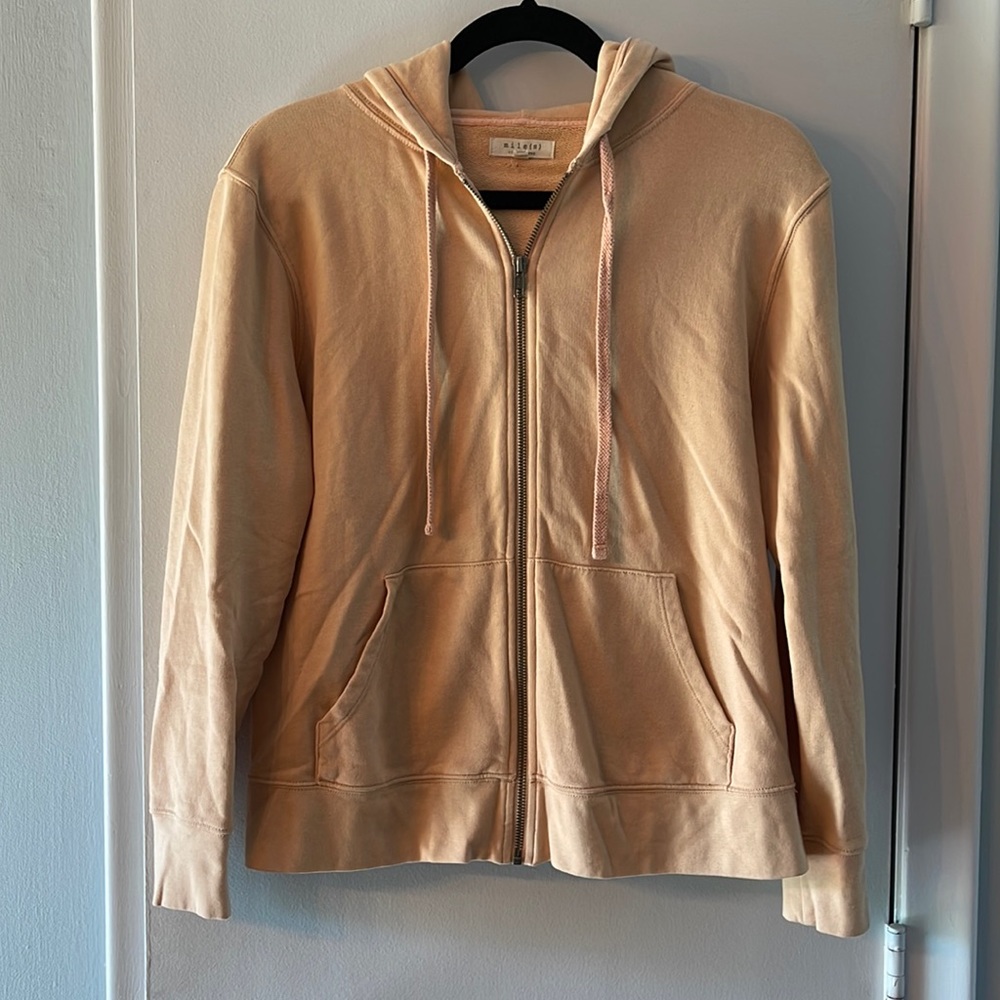 EUC Madewell peach full zip hoodie M